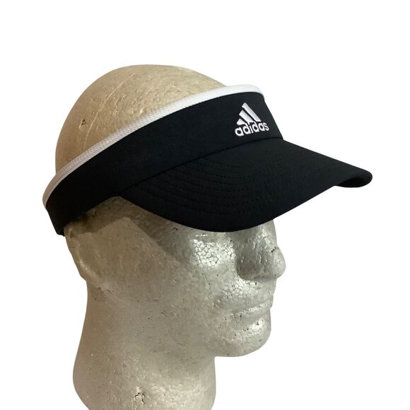 Adidas Climalite Black White Three Stripe Triangle Logo Visor Hat One Size - Picture 2 of 5